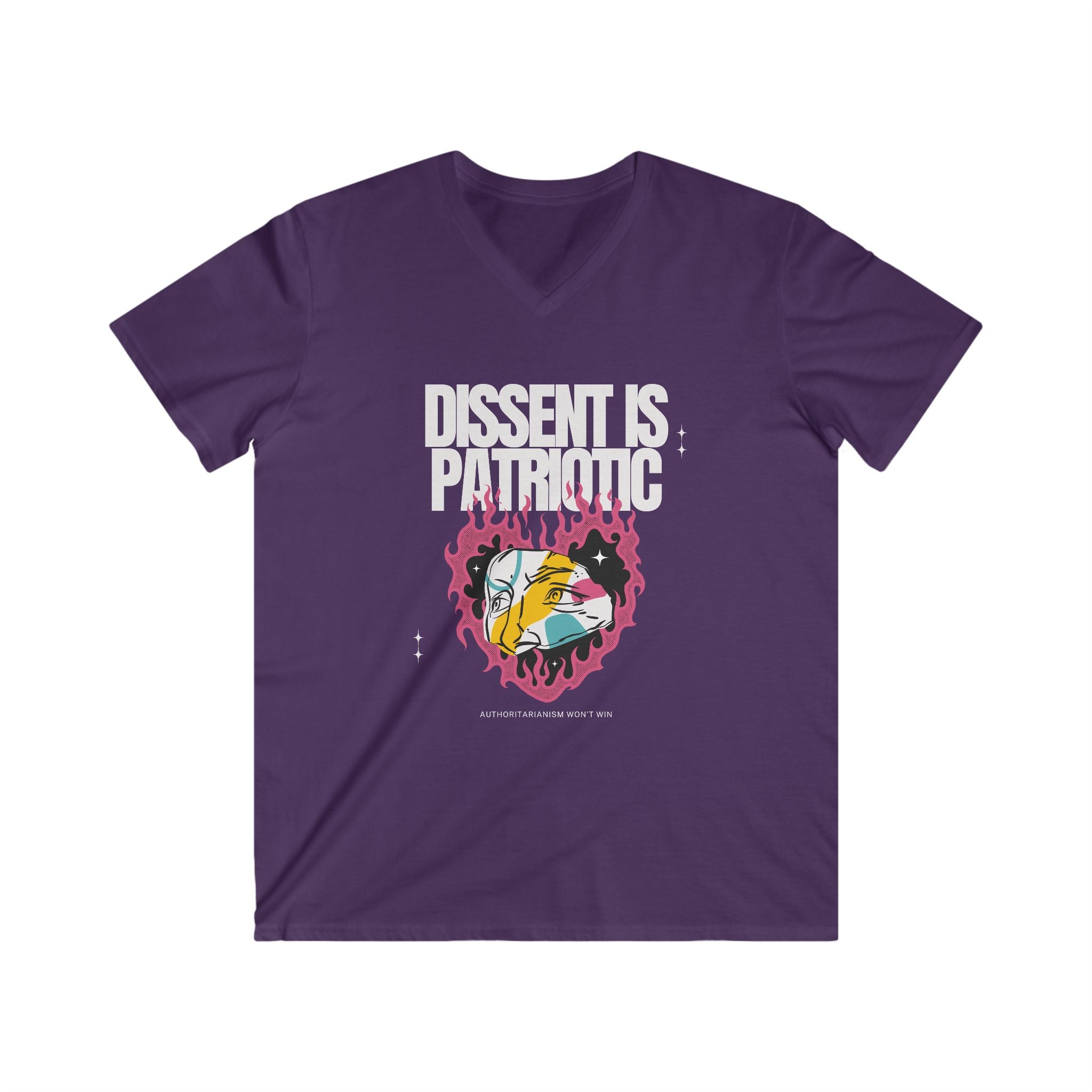 'Dissent is Patriotic' | Men's Fitted Lightweight 100% Cotton | V-Neck Short Sleeve Tee for Activists