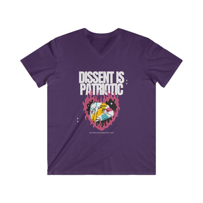 'Dissent is Patriotic' | Men's Fitted Lightweight 100% Cotton | V-Neck Short Sleeve Tee for Activists