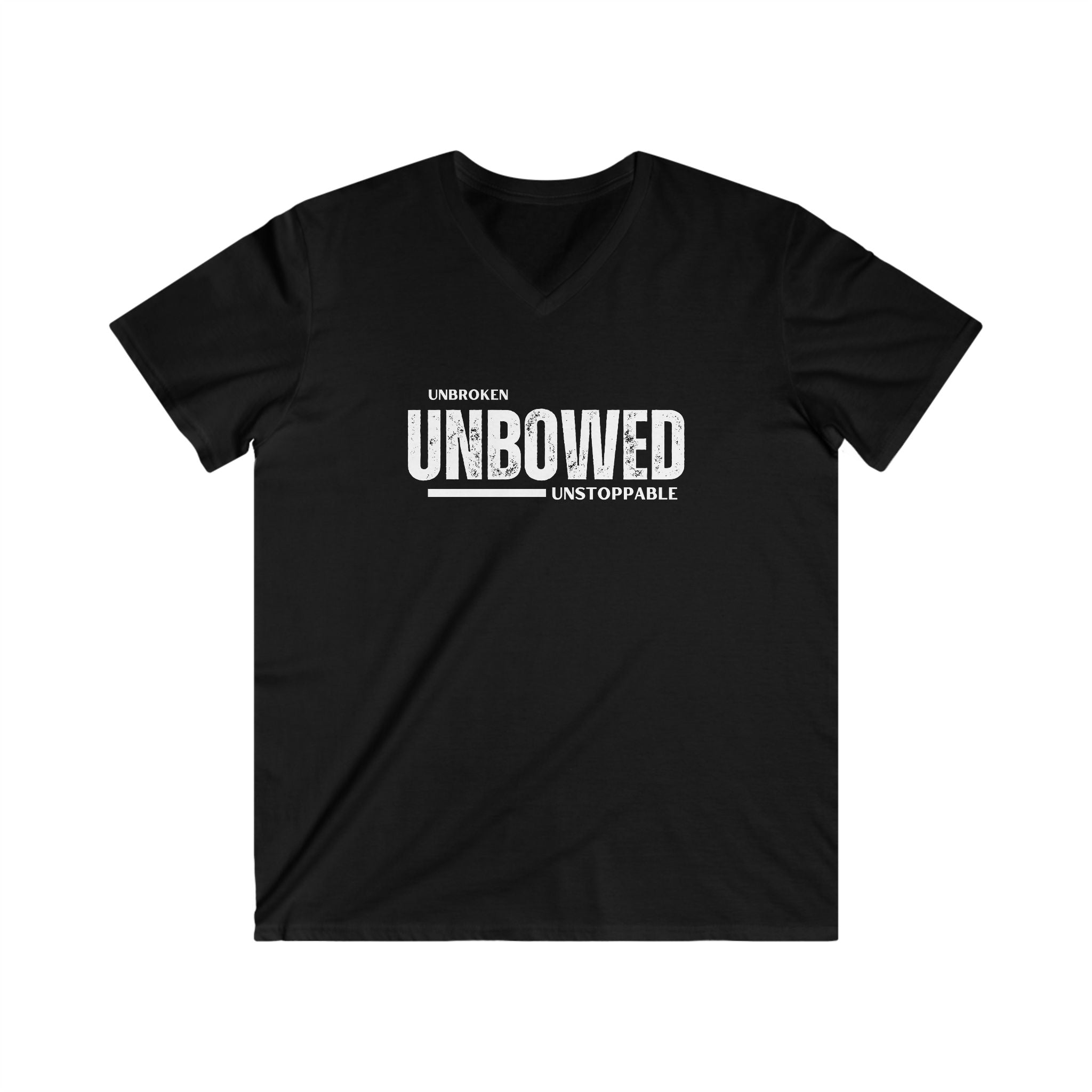 Unbroken. Unbowed. Unstoppable. | Men's 100% Cotton Fitted V-Neck T-Shirt | Sizes Up To 2XL