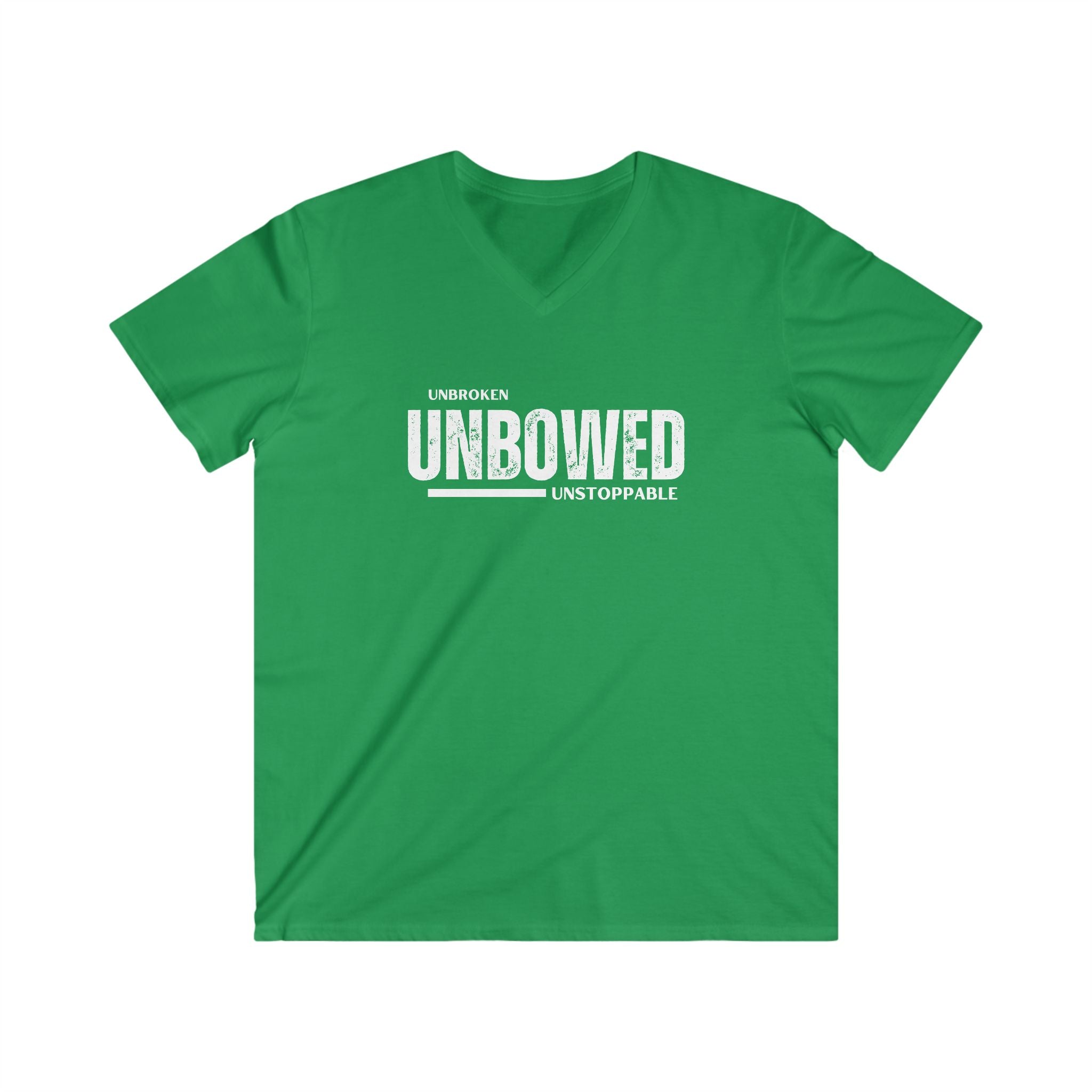 Unbroken. Unbowed. Unstoppable. | Men's 100% Cotton Fitted V-Neck T-Shirt | Sizes Up To 2XL