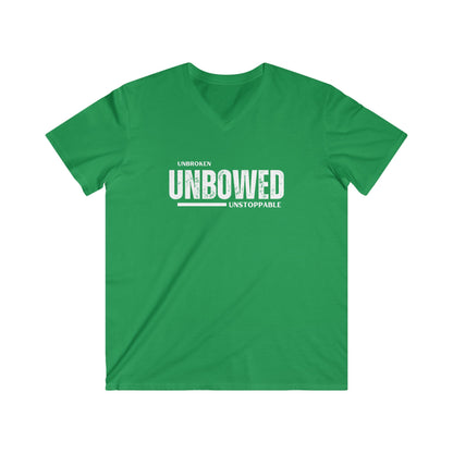 Unbroken. Unbowed. Unstoppable. | Men's 100% Cotton Fitted V-Neck T-Shirt | Sizes Up To 2XL