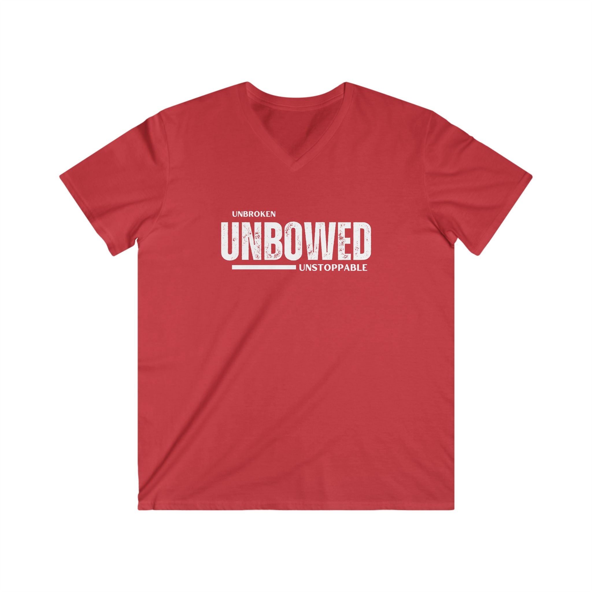 Unbroken. Unbowed. Unstoppable. | Men's 100% Cotton Fitted V-Neck T-Shirt | Sizes Up To 2XL
