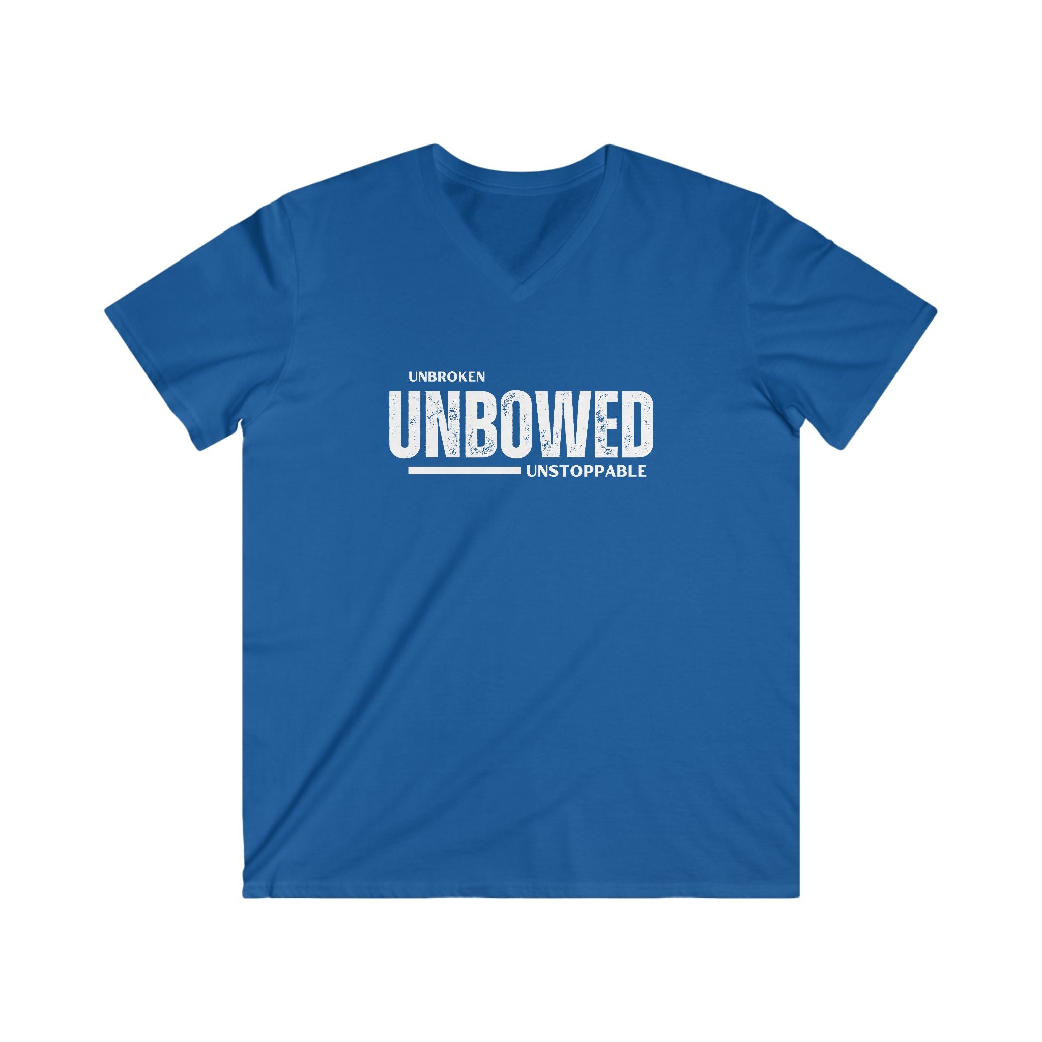 Unbroken. Unbowed. Unstoppable. | Men's 100% Cotton Fitted V-Neck T-Shirt | Sizes Up To 2XL