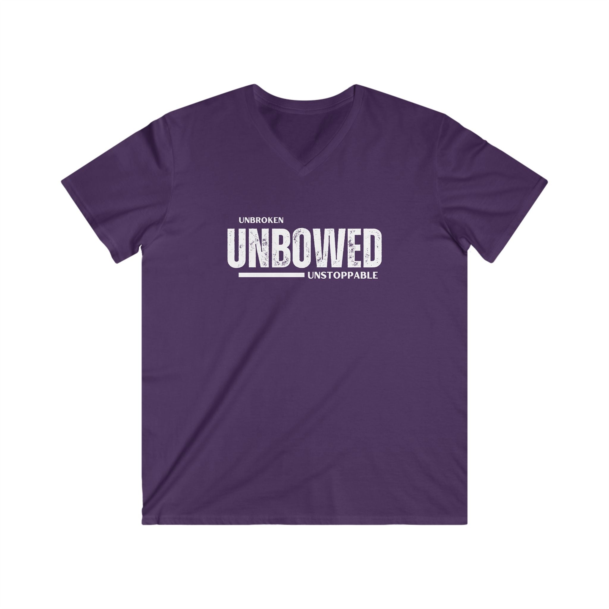 Unbroken. Unbowed. Unstoppable. | Men's 100% Cotton Fitted V-Neck T-Shirt | Sizes Up To 2XL