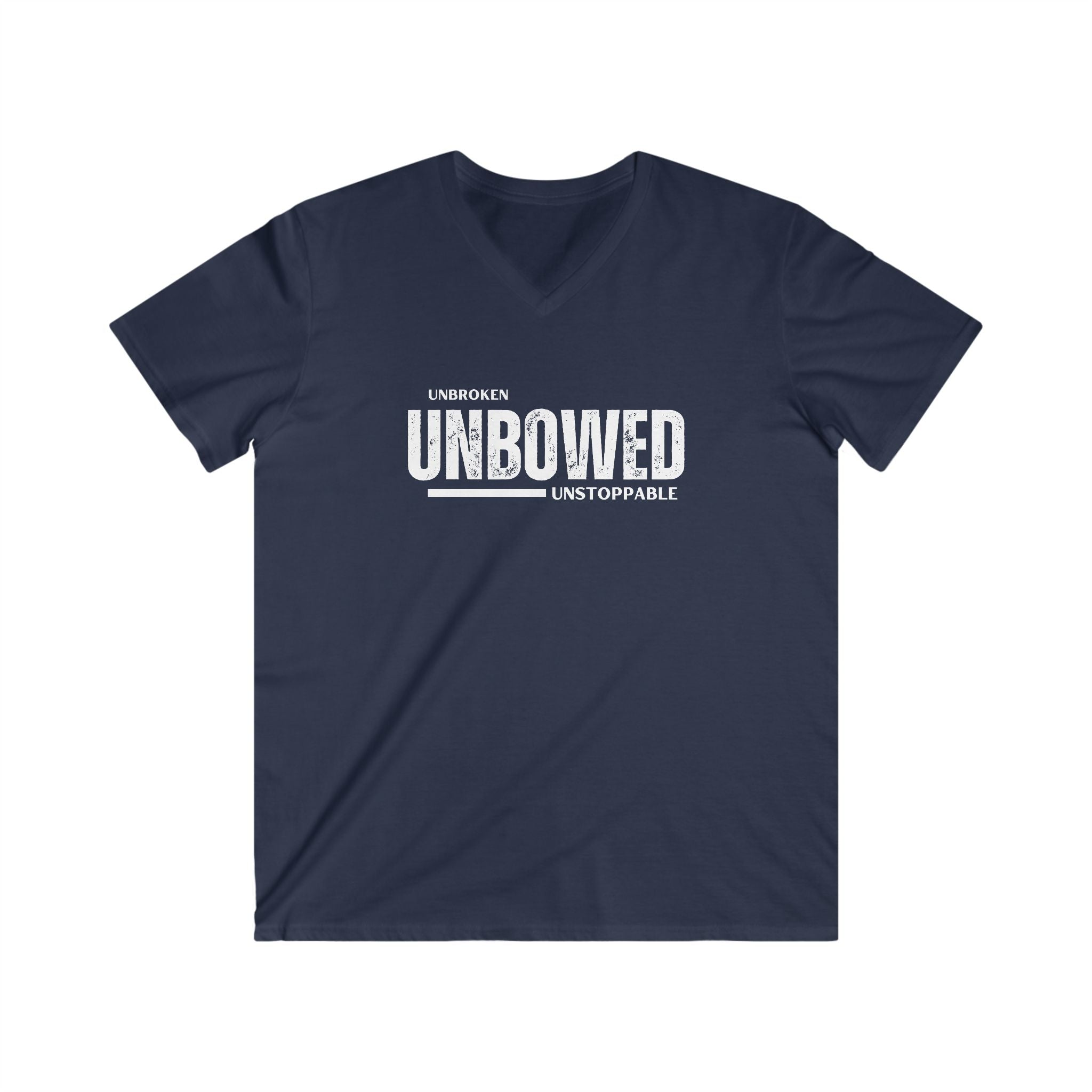 Unbroken. Unbowed. Unstoppable. | Men's 100% Cotton Fitted V-Neck T-Shirt | Sizes Up To 2XL
