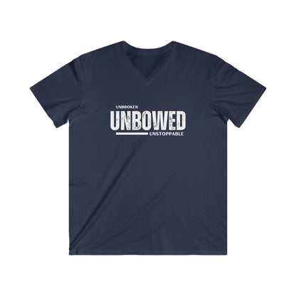 Unbroken. Unbowed. Unstoppable. | Men's 100% Cotton Fitted V-Neck T-Shirt | Sizes Up To 2XL
