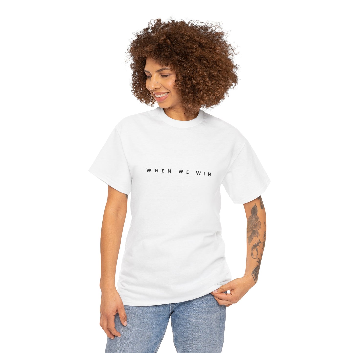 Unisex Heavy Cotton Tee | ROEVEMBER when we win (front) Women unite 2024 (back) | 11 colors, 8 sizes