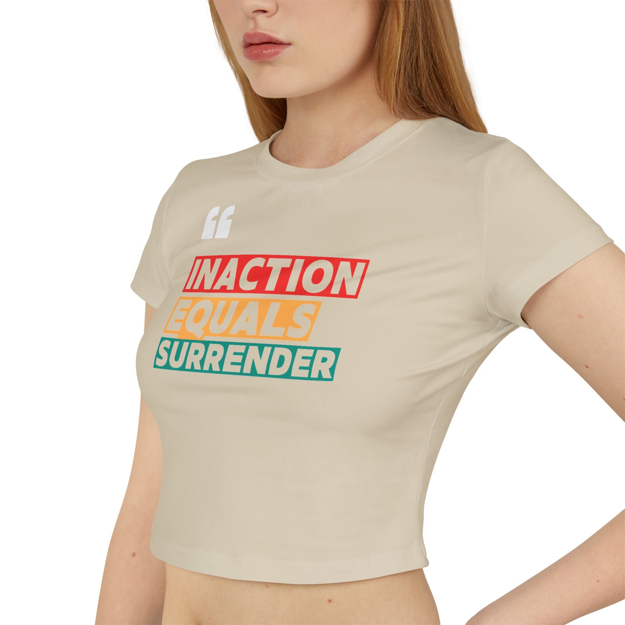 Inaction Equals Surrender | Women’s Organic Fitted Resistance Baby Tee | Sizes Up To XL