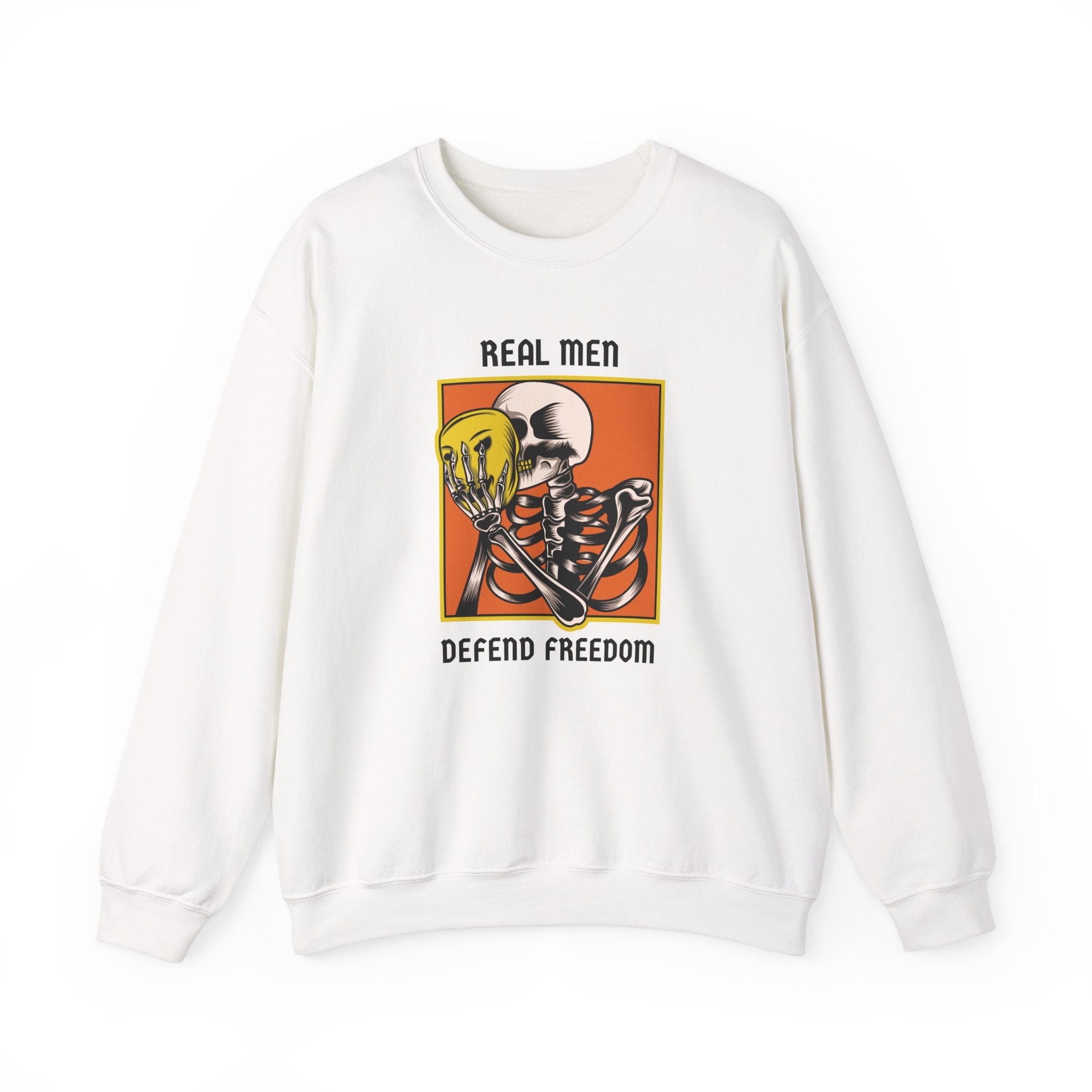 'Real Men Defend Freedom' | Men's Heavy Blend™ Crewneck Sweatshirt | Sizes Up To 5XL