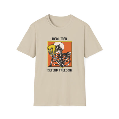 Real Men Defend Freedom | Men's 100% Cotton T-Shirt | Sizes Up To 5XL