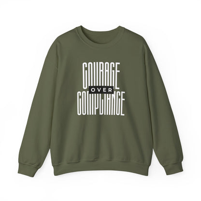 Courage Over Compliance | Men's Crewneck Sweatshirt | Sizes Up To 5XL