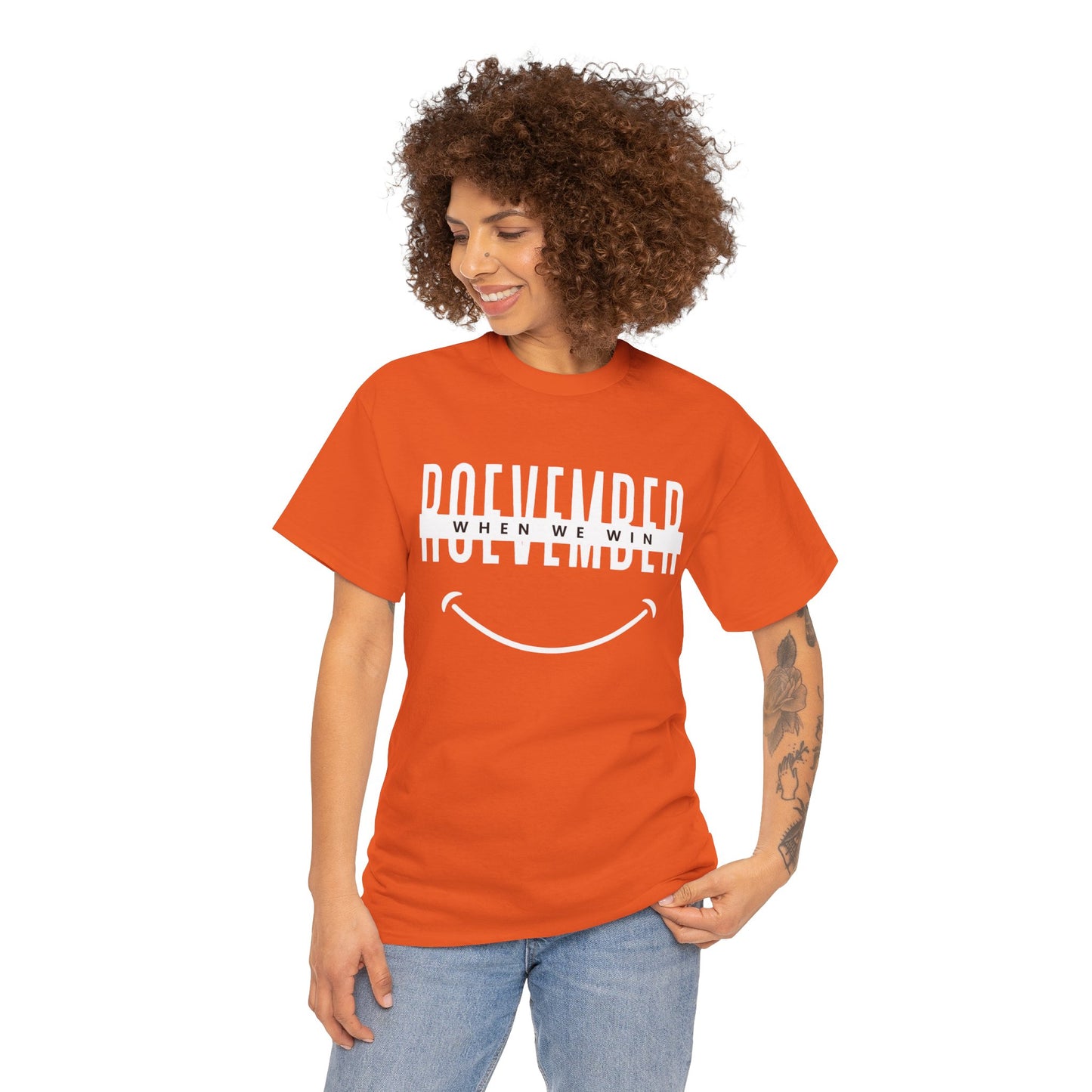 Unisex Heavy Cotton Tee | ROEVEMBER when we win (front) Women unite 2024 (back) | 11 colors, 8 sizes