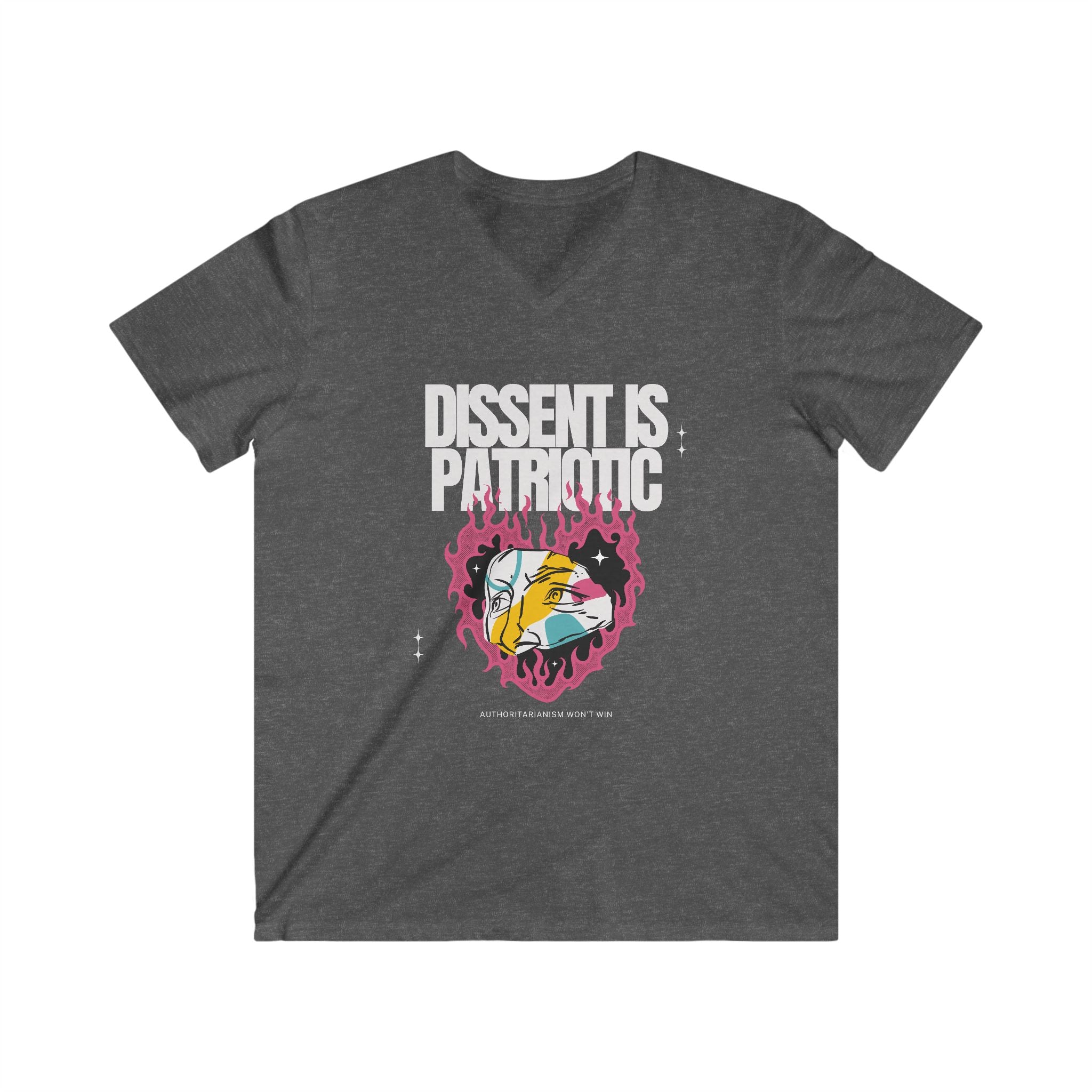 'Dissent is Patriotic' | Men's Fitted Lightweight 100% Cotton | V-Neck Short Sleeve Tee for Activists