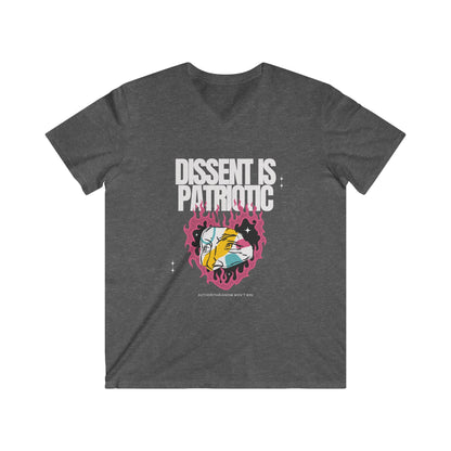 'Dissent is Patriotic' | Men's Fitted Lightweight 100% Cotton | V-Neck Short Sleeve Tee for Activists