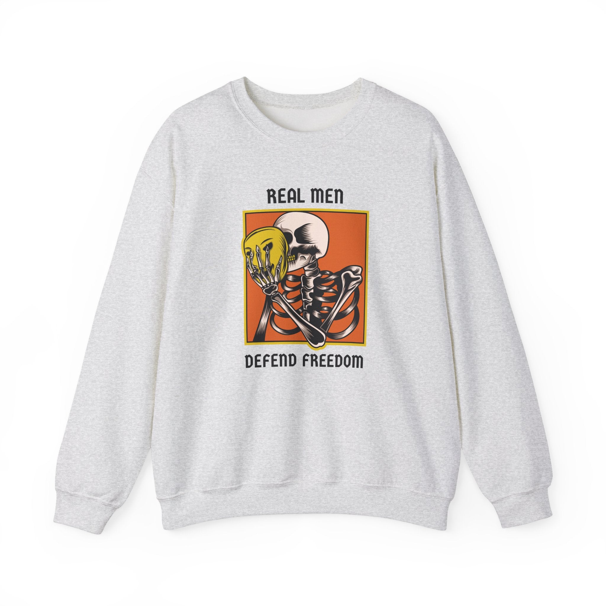 'Real Men Defend Freedom' | Men's Heavy Blend™ Crewneck Sweatshirt | Sizes Up To 5XL