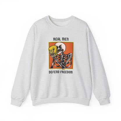 'Real Men Defend Freedom' | Men's Heavy Blend™ Crewneck Sweatshirt | Sizes Up To 5XL