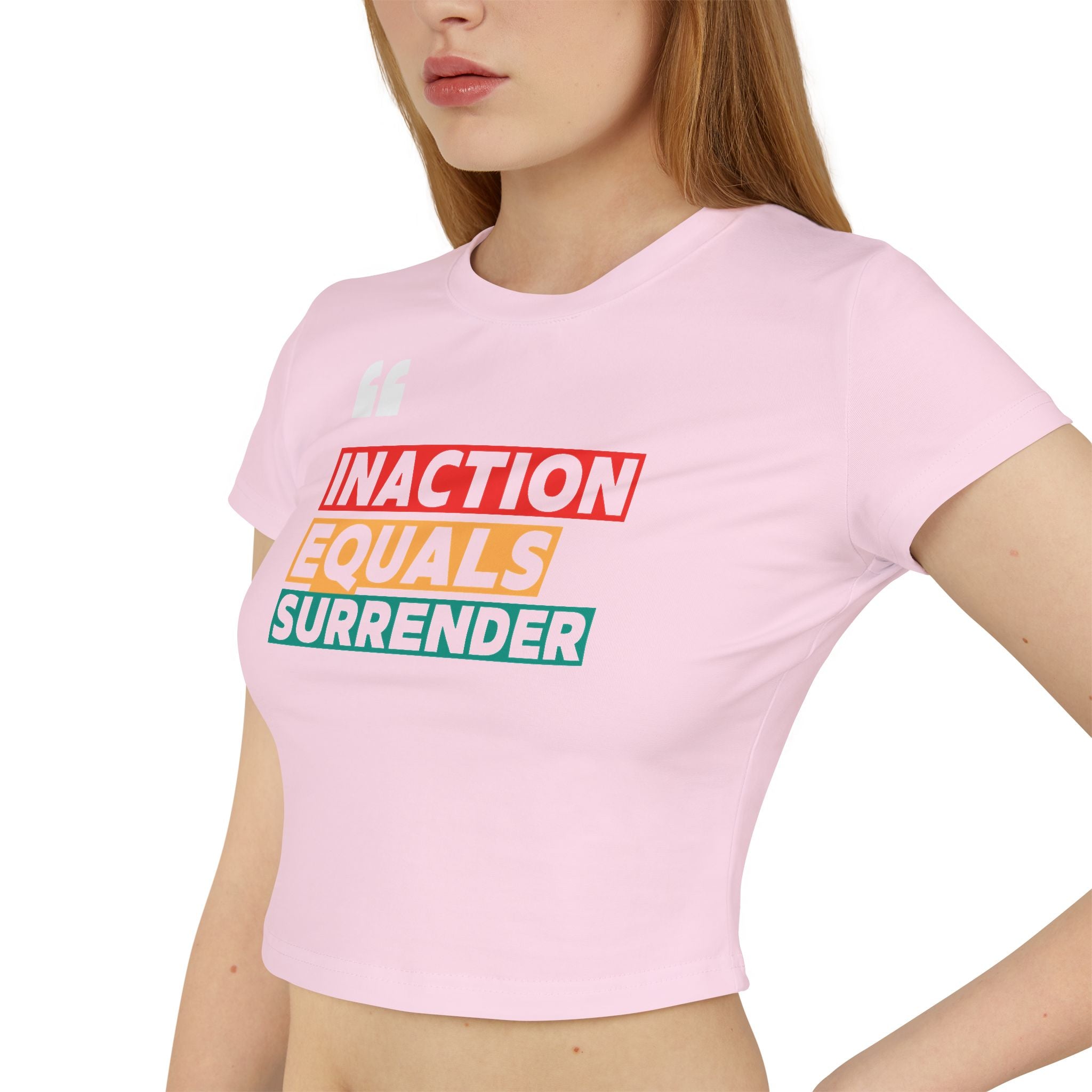 Inaction Equals Surrender | Women’s Organic Fitted Resistance Baby Tee | Sizes Up To XL
