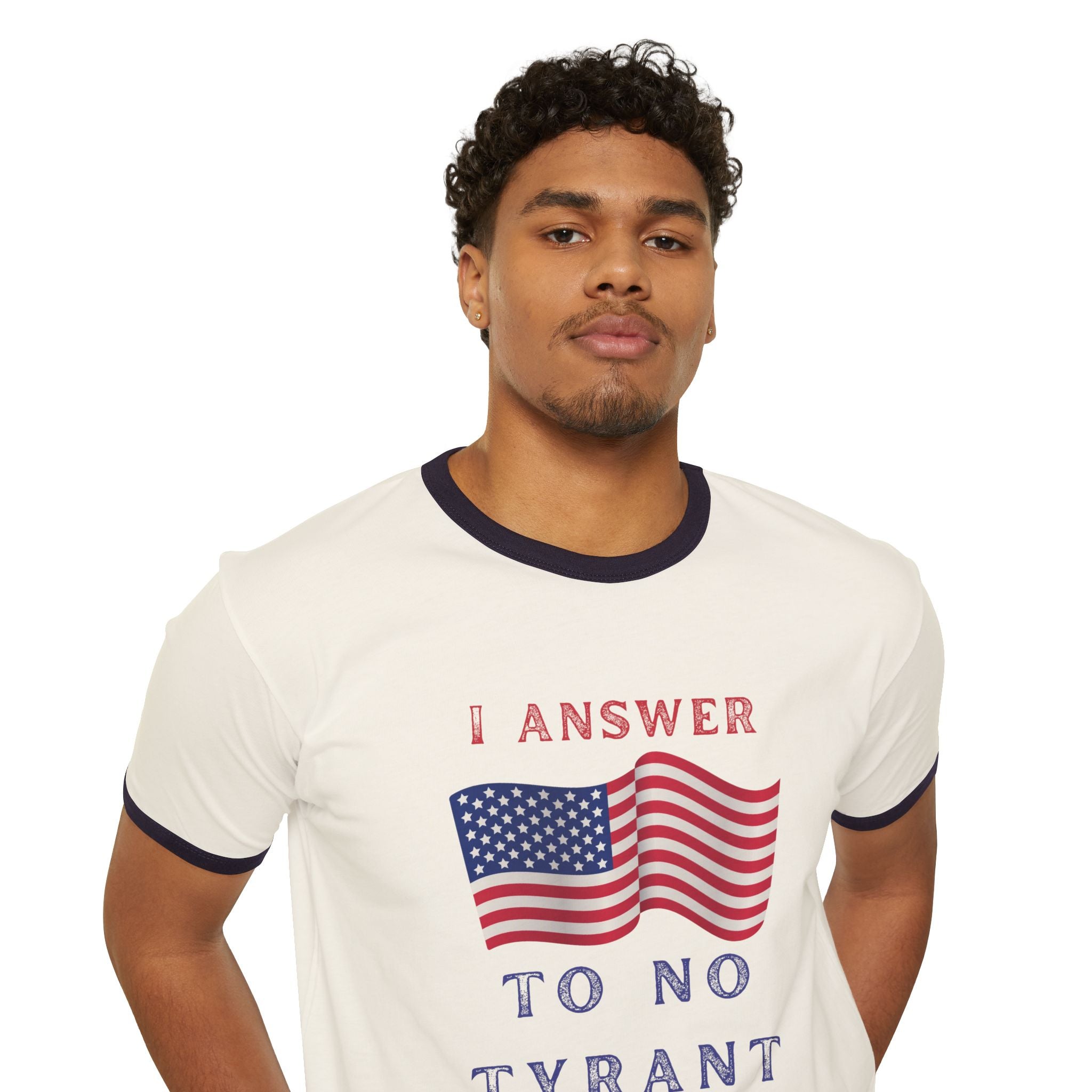 I Answer to No Tyrant | Men's Cotton Ringer T-Shirt | Sizes Up To 3XL
