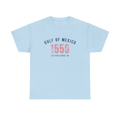 Gulf of Mexico - Established 1550 | Women's Heavy 100% USA Cotton T-Shirt | Sizes Up To 5XL