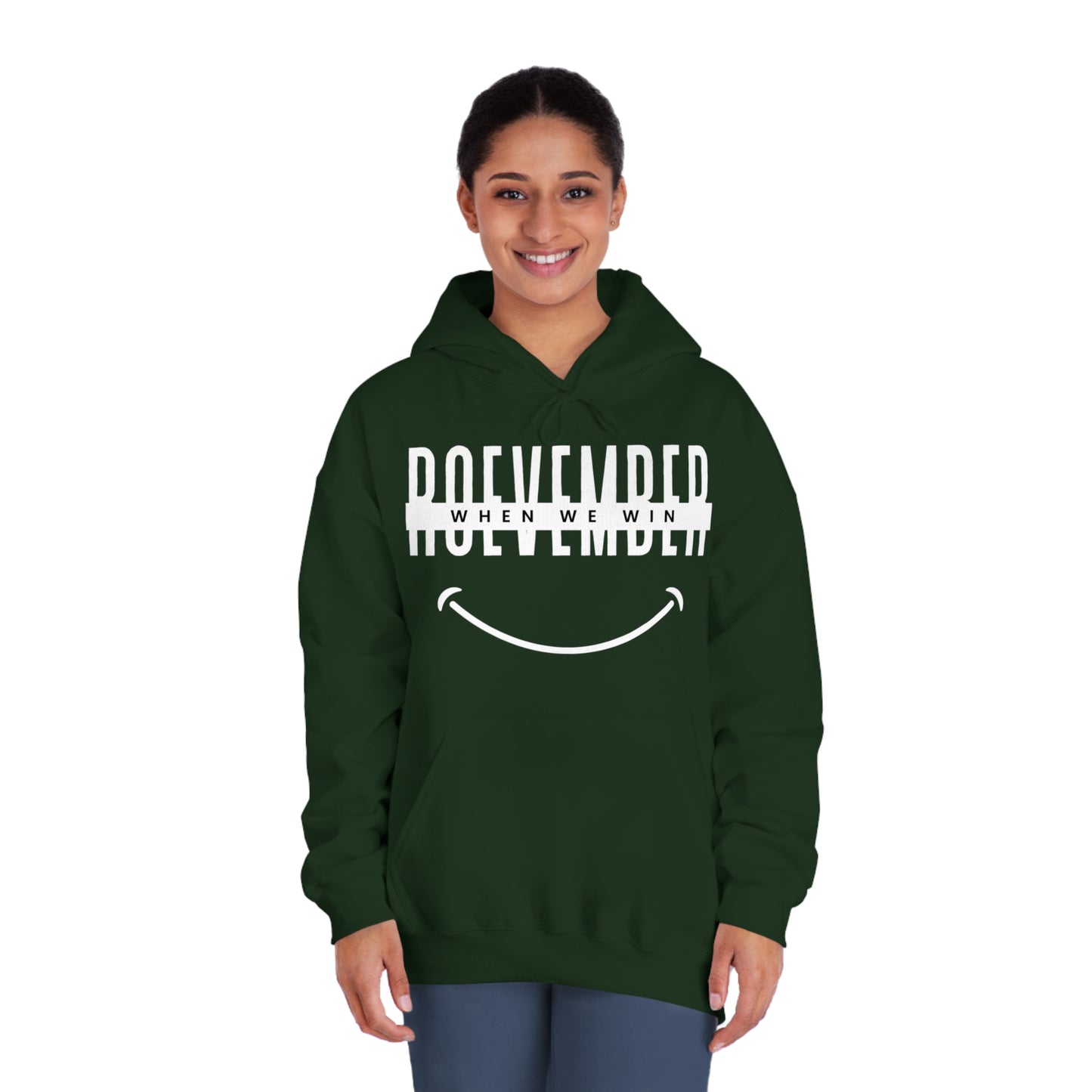 Unisex DryBlend® Hooded Sweatshirt | ROEVEMBER when we win (front) Women Unite (back) | 7 colors 6 sizes