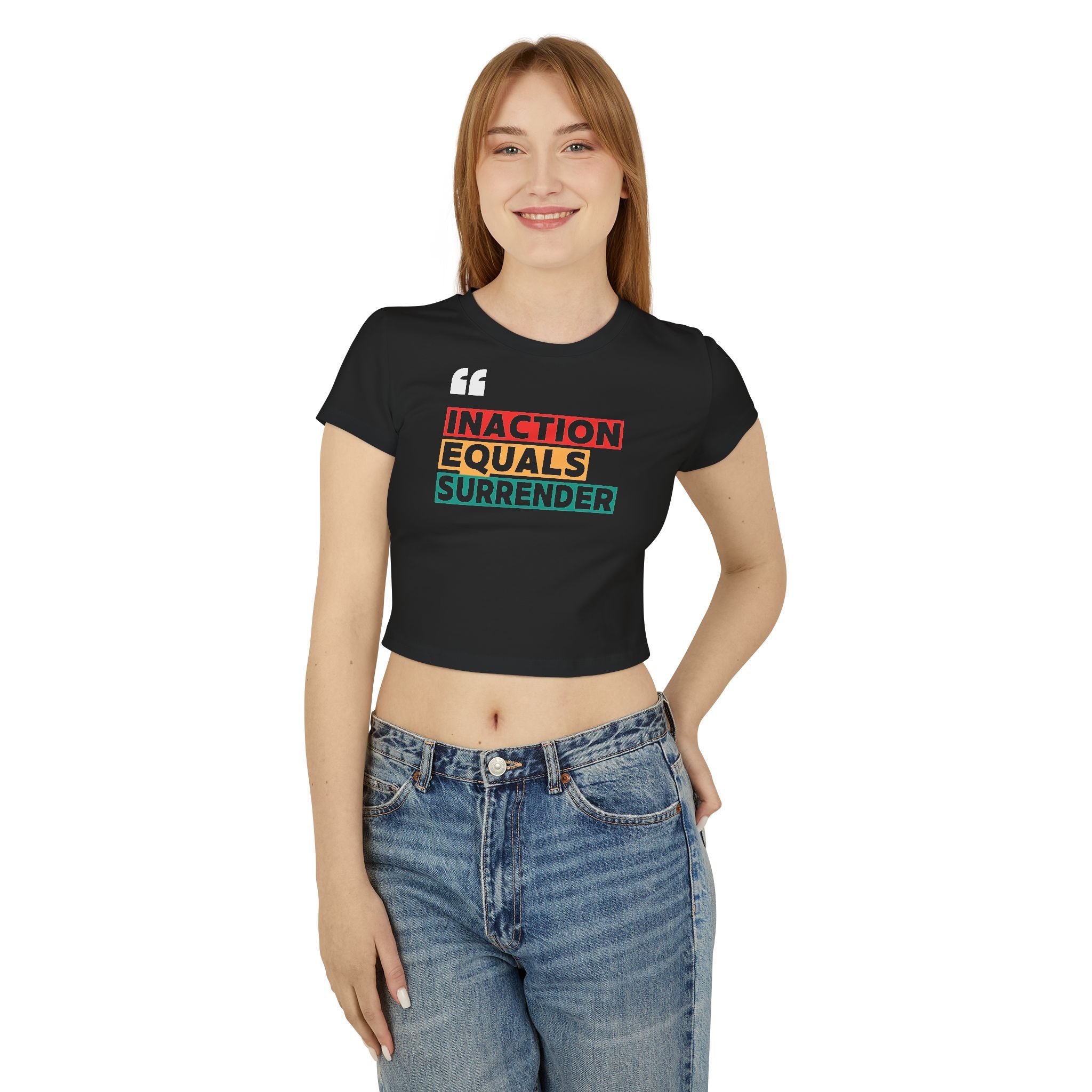 Inaction Equals Surrender | Women’s Organic Fitted Resistance Baby Tee | Sizes Up To XL
