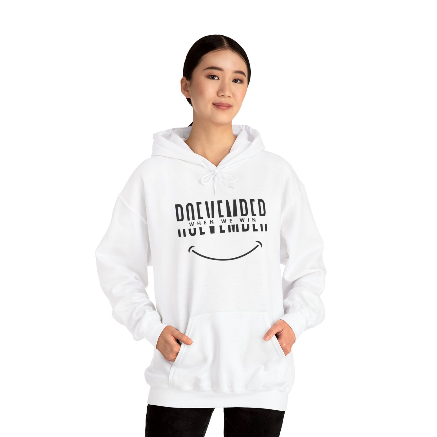 Unisex Heavy Blend™ Hooded Sweatshirt | ROEvember when we win (front) Women Unite 2024 (back) | 1 color 8 sizes