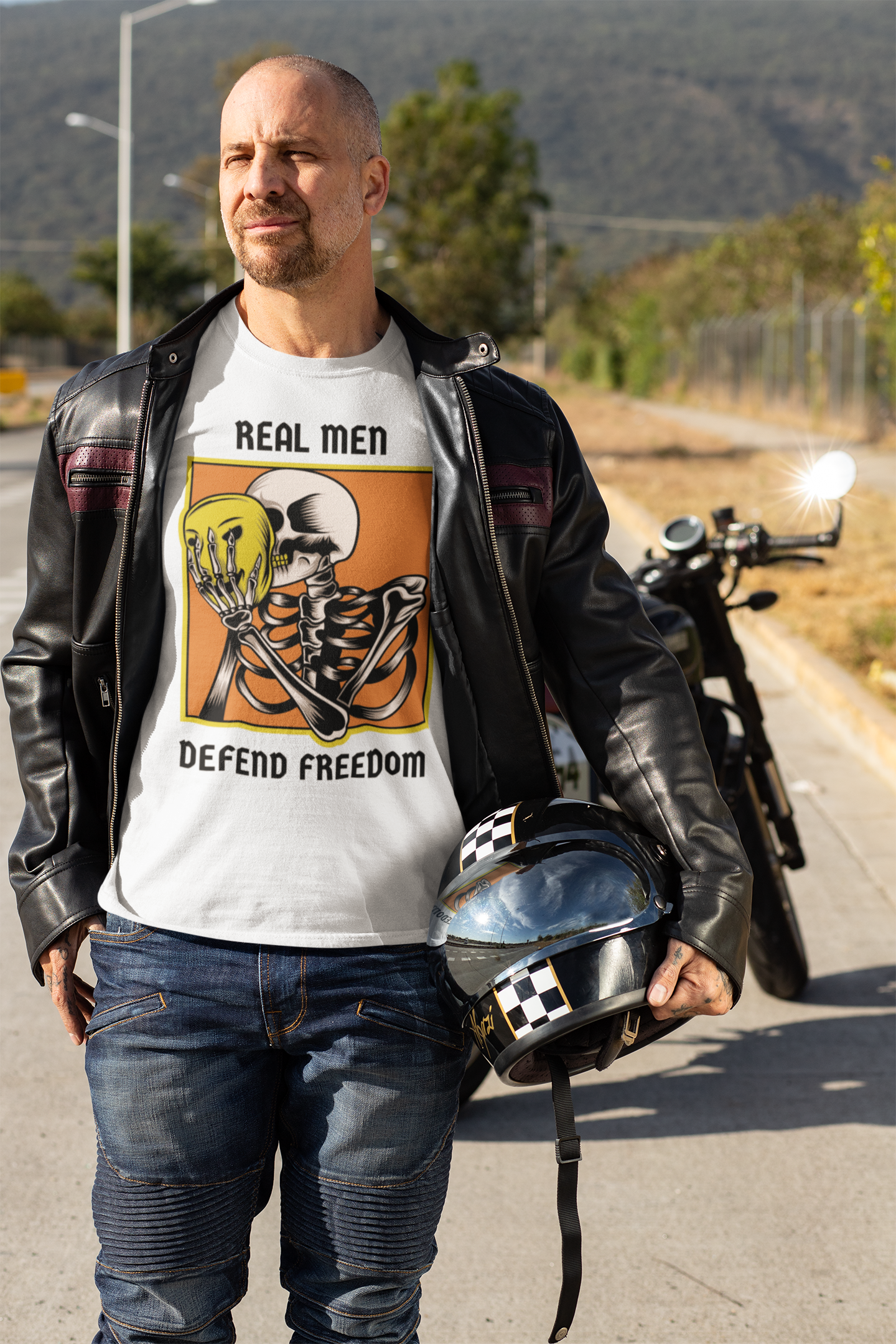 Real Men Defend Freedom | Men's 100% Cotton T-Shirt | Sizes Up To 5XL