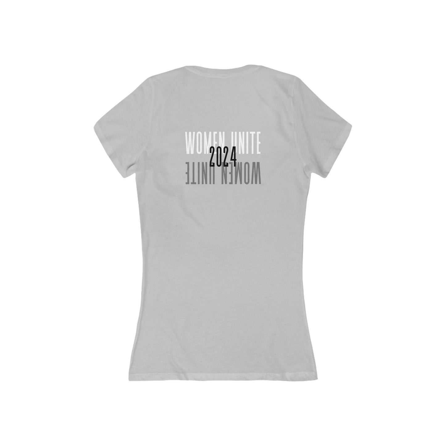 Women's Jersey Short Sleeve Deep V-Neck Tee | ROEVEMBER when we win (front) Women Unite 2024 (back) | 2 colors 5 sizes