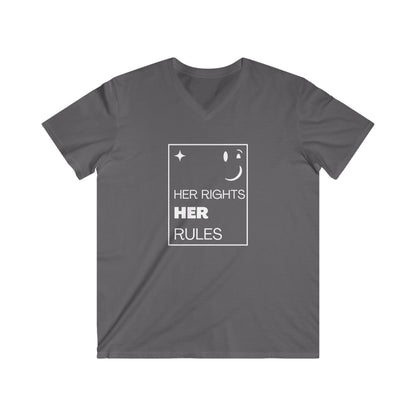 Her Rights, Her Rules | Men's Fitted 100% Cotton V-Neck Tee | Sizes Up To 2XL