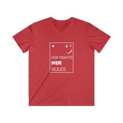 Her Rights, Her Rules | Men's Fitted 100% Cotton V-Neck Tee | Sizes Up To 2XL