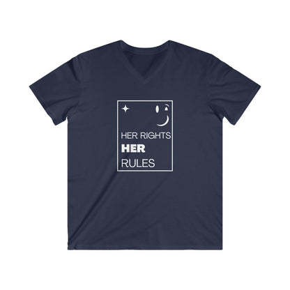 Her Rights, Her Rules | Men's Fitted 100% Cotton V-Neck Tee | Sizes Up To 2XL