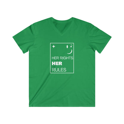 Her Rights, Her Rules | Men's Fitted 100% Cotton V-Neck Tee | Sizes Up To 2XL