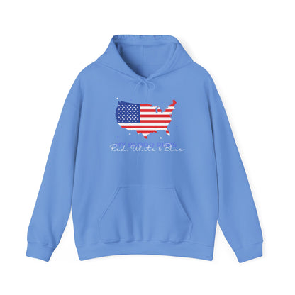 My Blood Runs Red, White & Blue | Men's Patriotic Hoodie | Sizes Up To 5XL
