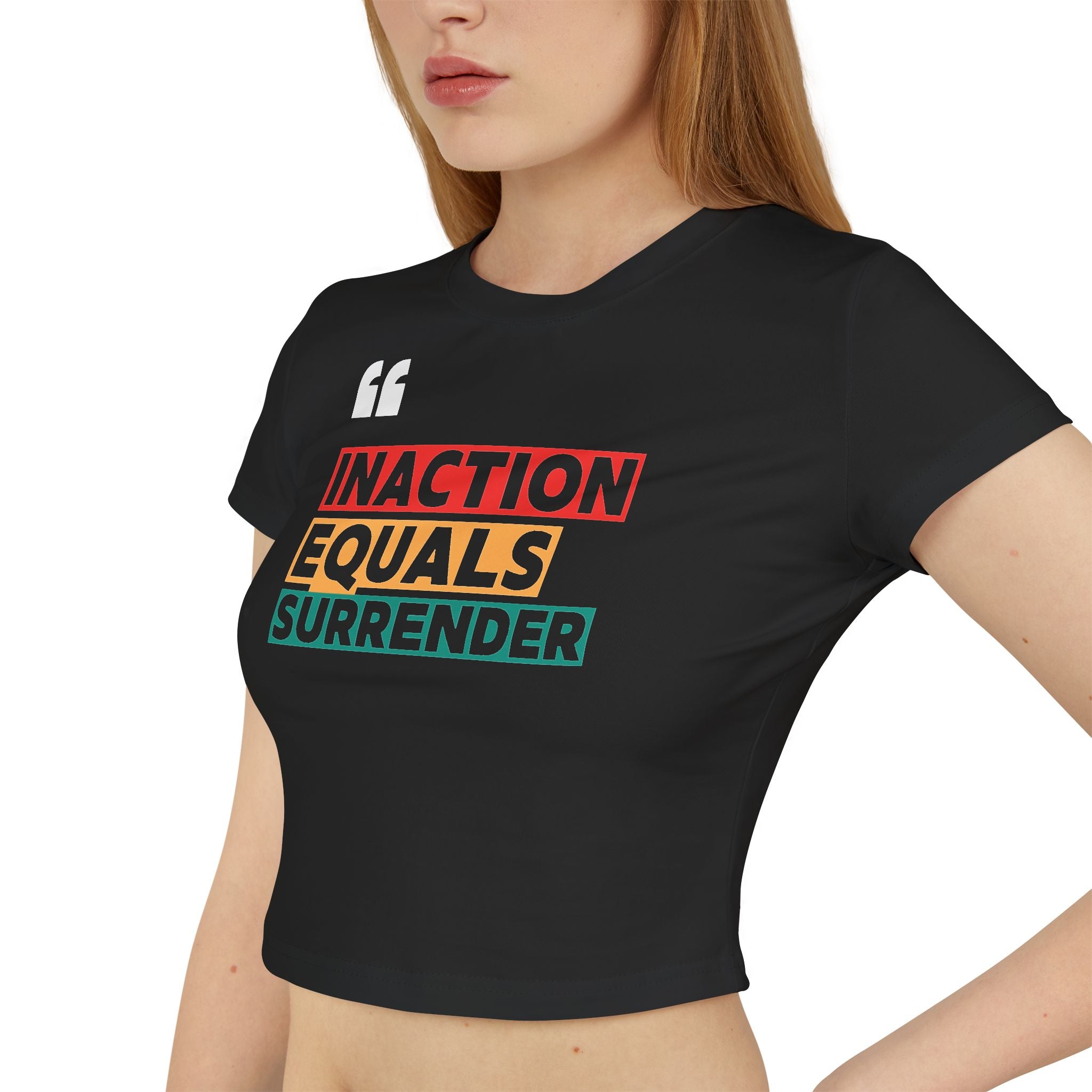 Inaction Equals Surrender | Women’s Organic Fitted Resistance Baby Tee | Sizes Up To XL