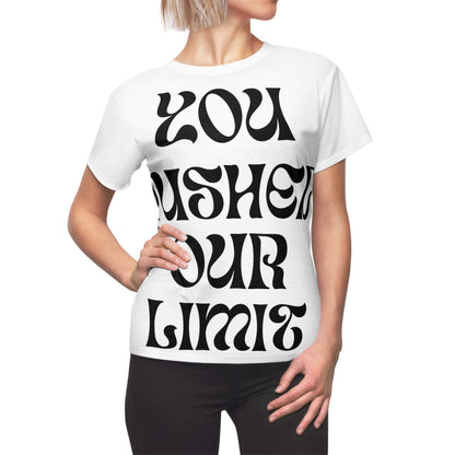 Women's Cut & Sew Tee (AOP) | You Pushed Our Limit (front) We Will Not Back Down (back)