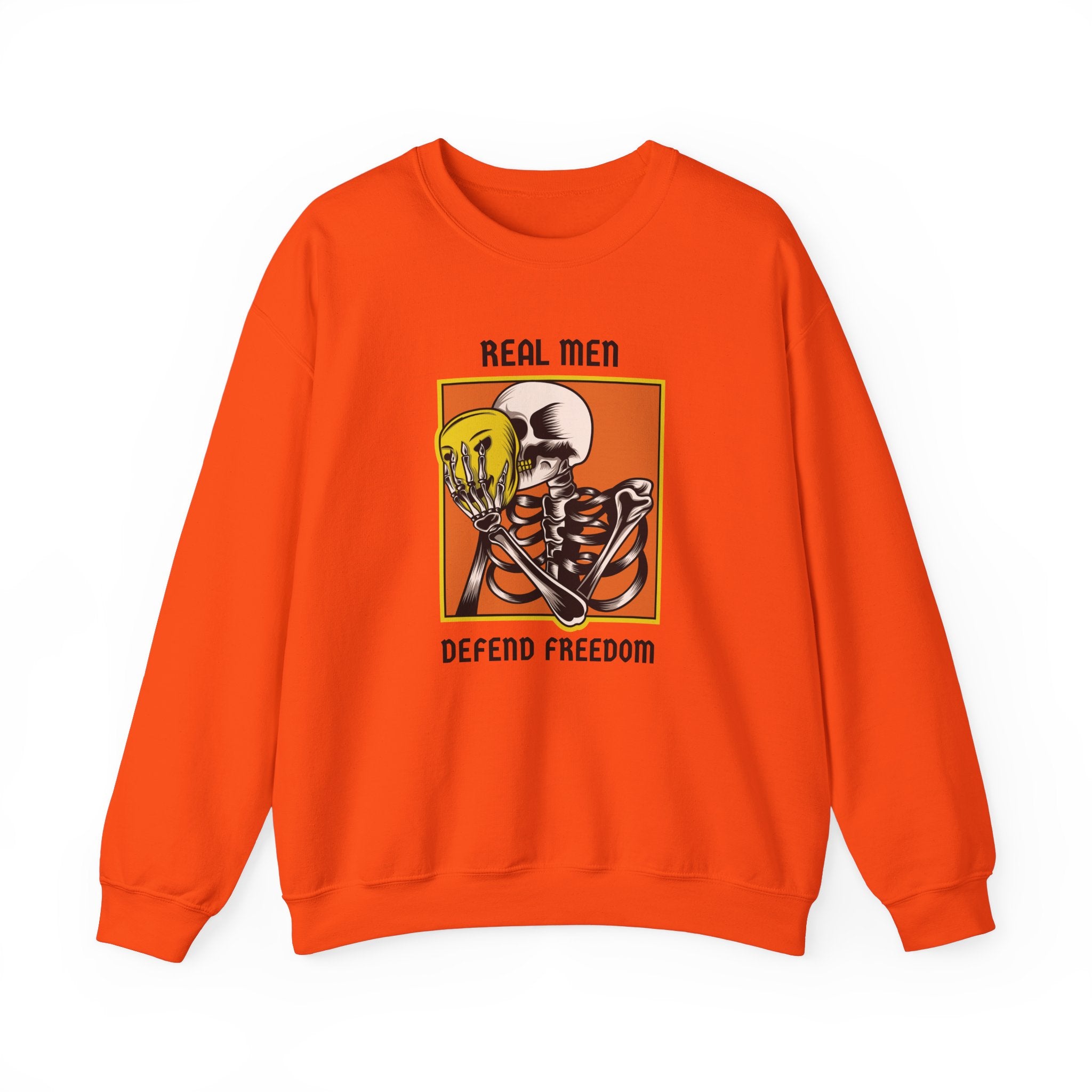 'Real Men Defend Freedom' | Men's Heavy Blend™ Crewneck Sweatshirt | Sizes Up To 5XL