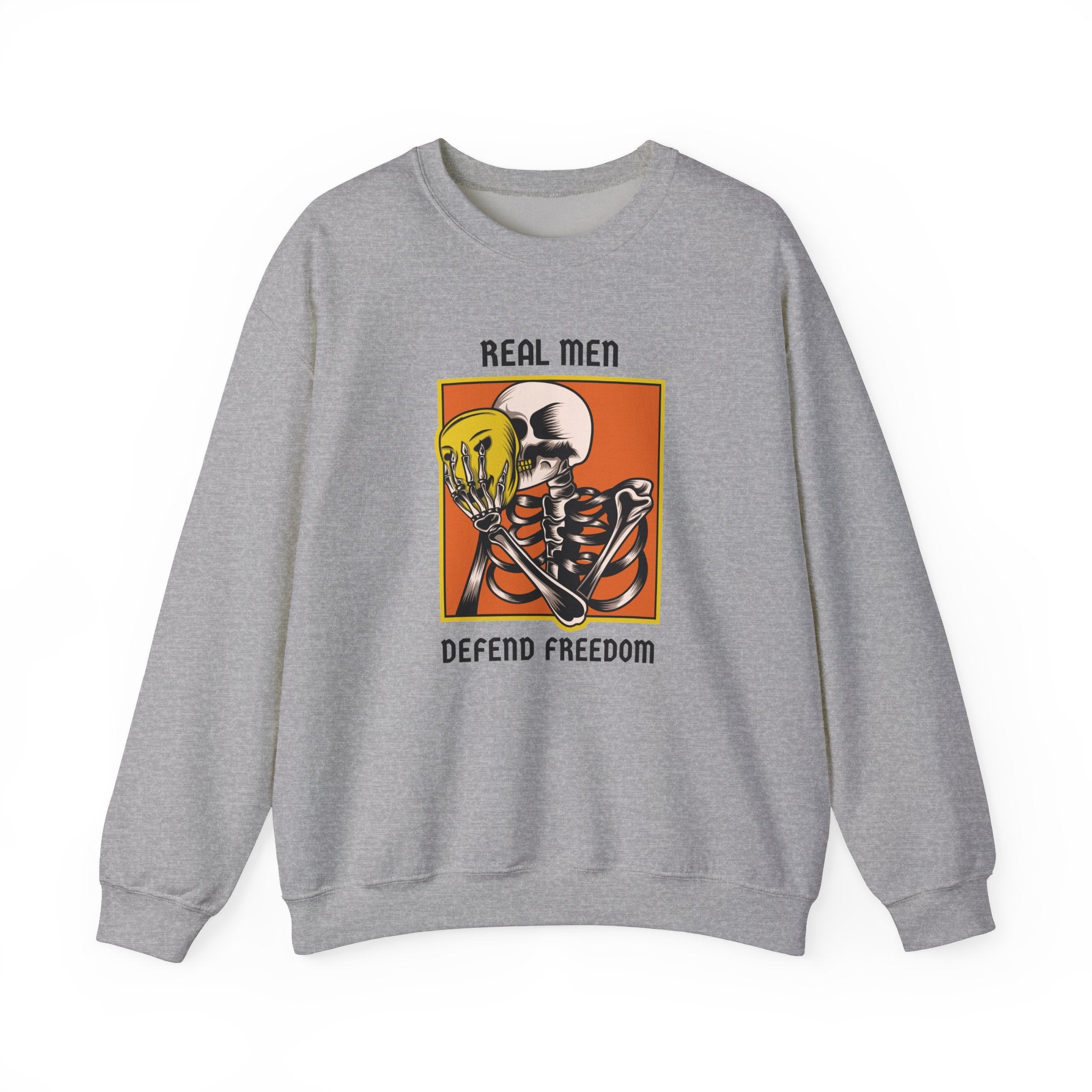 'Real Men Defend Freedom' | Men's Heavy Blend™ Crewneck Sweatshirt | Sizes Up To 5XL