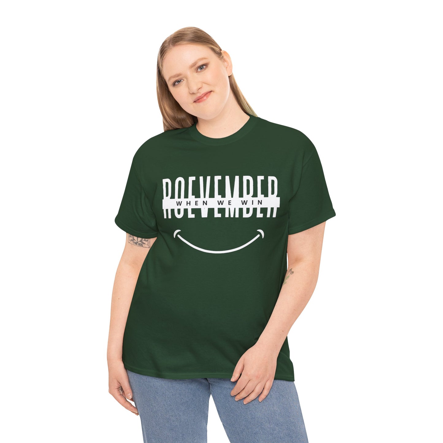 Unisex Heavy Cotton Tee | ROEVEMBER when we win (front) Women unite 2024 (back) | 11 colors, 8 sizes