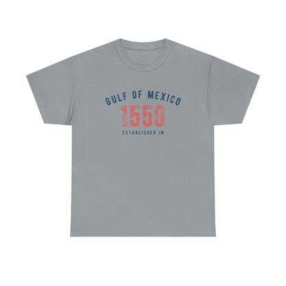 Gulf of Mexico - Established 1550 | Women's Heavy 100% USA Cotton T-Shirt | Sizes Up To 5XL