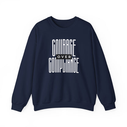 Courage Over Compliance | Men's Crewneck Sweatshirt | Sizes Up To 5XL