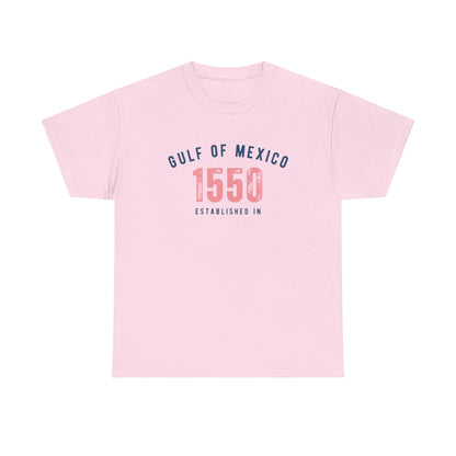 Gulf of Mexico - Established 1550 | Women's Heavy 100% USA Cotton T-Shirt | Sizes Up To 5XL