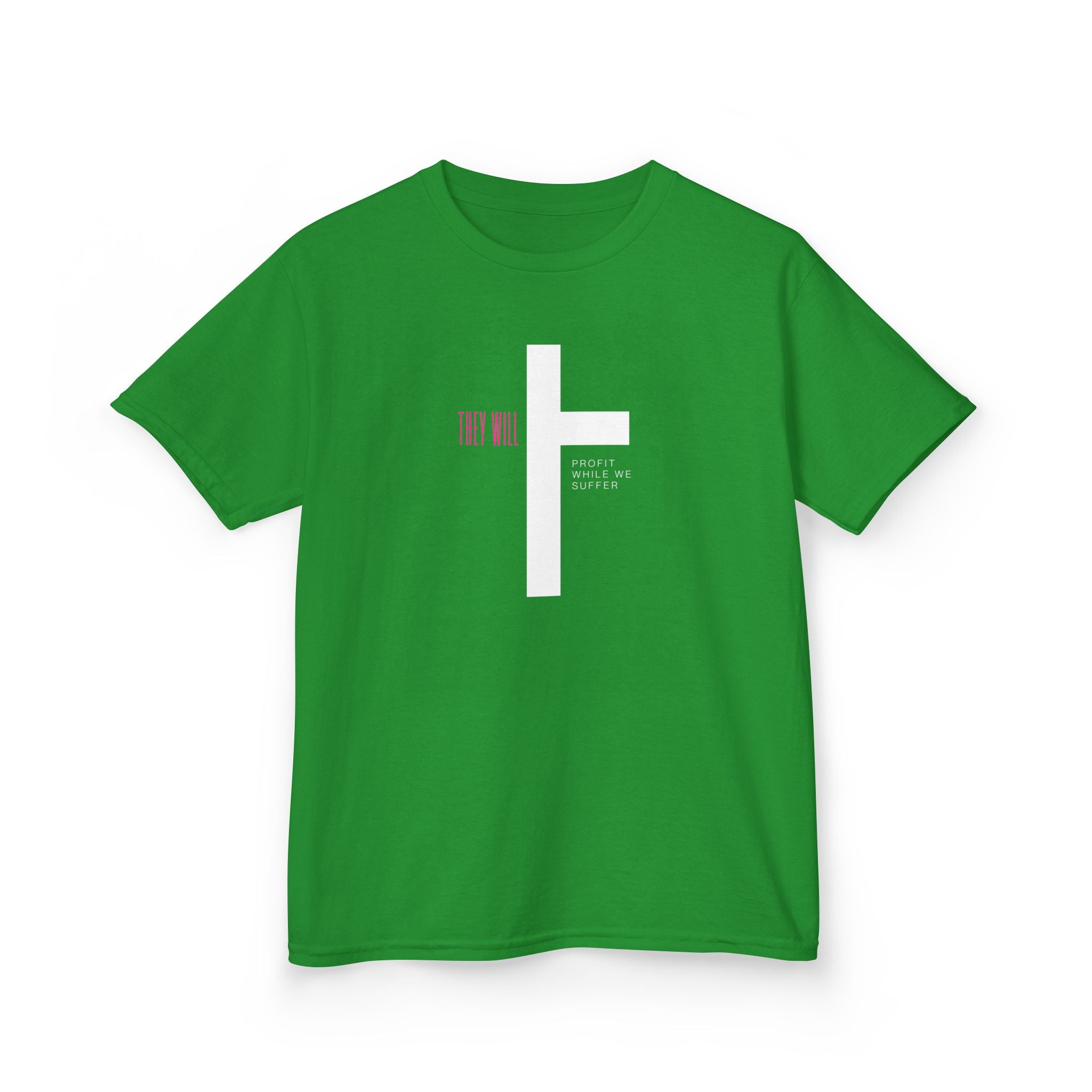 Kids' Heavy Cotton Tee | 'They Profit While We Suffer' | Our Kids Will Inspire Hope