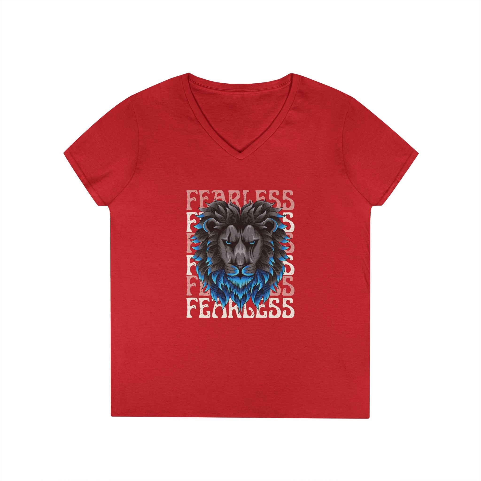 Fearless | Ladies' 100% Cotton V-Neck T-Shirt | Sizes Up To 3XL