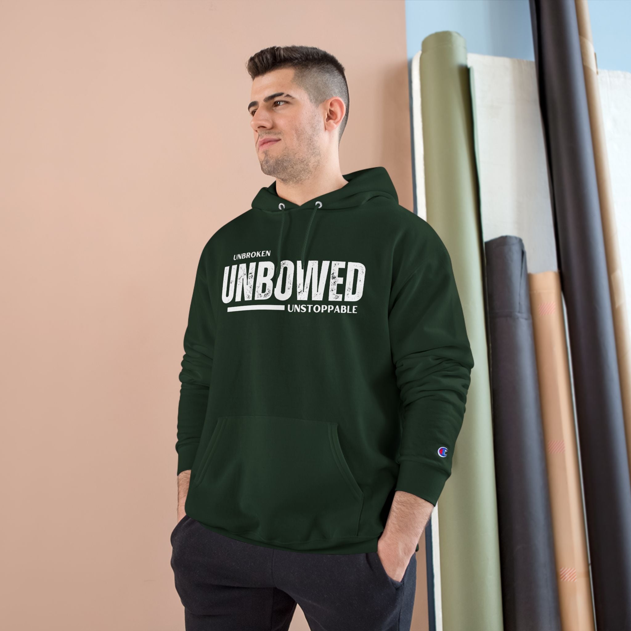 Unbroken. Unbowed. Unstoppable. | Men's Champion® Hoodie | Sizes Up To 3XL