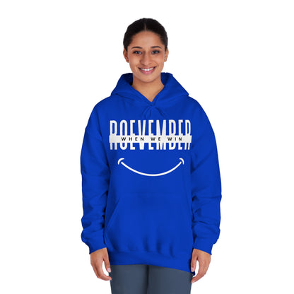 Unisex DryBlend® Hooded Sweatshirt | ROEVEMBER when we win (front) Women Unite (back) | 7 colors 6 sizes