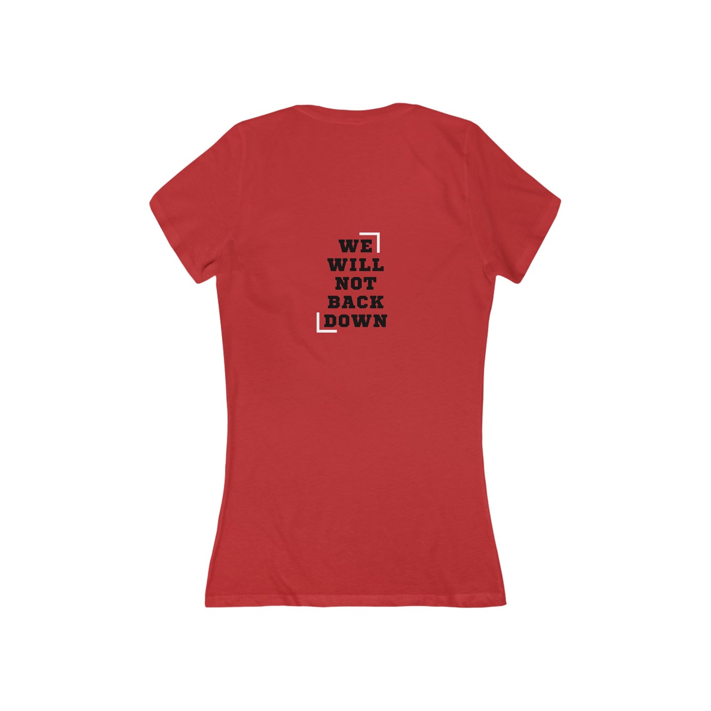 Women's Jersey Short Sleeve Deep V-Neck Tee | Women United 2024 (front) We Will Not Back Down (back)