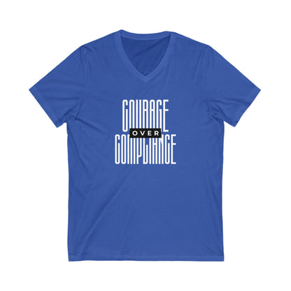 Courage Over Compliance | Men's V-Neck T-Shirt | Sizes Up To 2XL