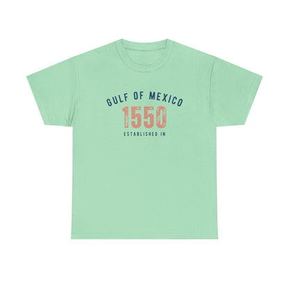 Gulf of Mexico - Established 1550 | Women's Heavy 100% USA Cotton T-Shirt | Sizes Up To 5XL