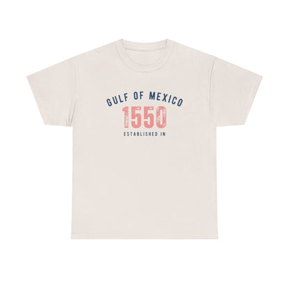 Gulf of Mexico - Established 1550 | Women's Heavy 100% USA Cotton T-Shirt | Sizes Up To 5XL