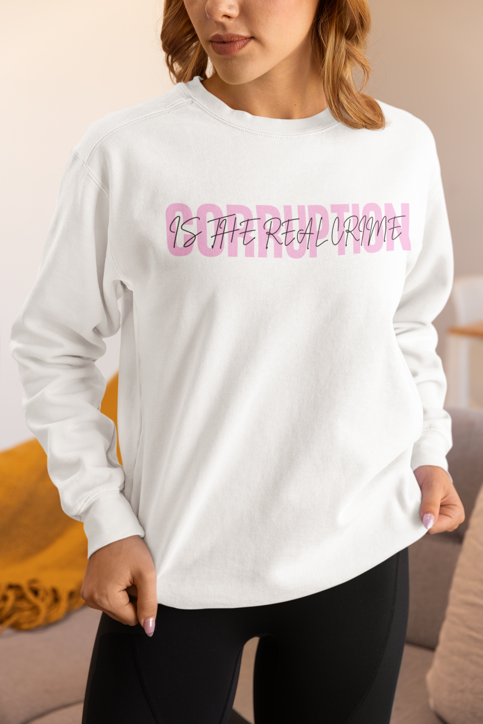 Corruption is the Real Crime | Women's Crewneck Sweatshirt | Sizes Up To 5XL
